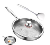 Poêle en titane antiadhésive - Poêle frite plate, ensemble de couvercle spatule | outil pour résistante à la chaleur, durable pour le ventre pour panetter