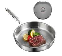 Poêle en titane pour poêle antiadhésive, ustensiles de cuisine avec couvercle compatible induction pour œufs, omelettes et crêpes, convient pour l'appartement et le