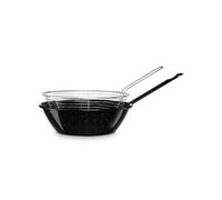 Poêle Friteuse avec Panier Induction 22 cm Acier Emaillé 1,7L Feu, Gaz, Four Levante Noir