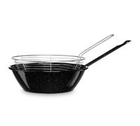 Poêle Friteuse avec Panier Induction 28 cm Acier Émaillé 4,3L Feu, Gaz, Four Briebe Levante Noir