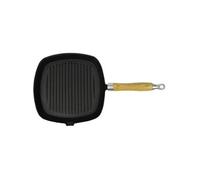 vidaXL Poêle grill en fonte avec poignée en bois 20 x 20 cm