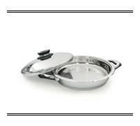 Poele grill en inox, tous feux, thermomètre intégré - 28cm - ecovitam
