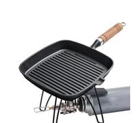 Poêle Grill pour Cuisine d'Intérieur - Poêle à Griller en Fonte Carrée Antiadhésive | de Cuisson Ergonomique Résistante à la Chaleur pour Sandwiches, Burgers et Bacon