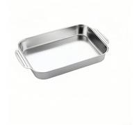 Poêle grill rectangulaire en acier inoxydable, 45 x 27 x 8 cm, plat profond pour poisson, passe au four, résistant à la rouille avec larges poignées, pour repas familiaux (D)