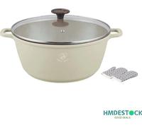 Poêle Induction Avec Couvercle - Revêtement Marbre - Poigné6es Froides - Tous Feux + Induction 20 Ø Cm - 2 L Avec 2 Gants