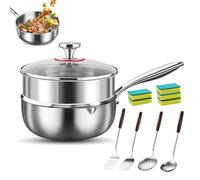 Poêle Martelée En Titane, Poêle à Frire Multifonctionnelle En Titane Avec Guide De Flux Bidirectionnel, Poêles à Frire Antiadhésives Non Revêtues Résistantes Aux Rayures Pour La Cui 24cm with-steamer