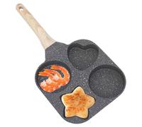 Poêle Mini Pancake 4 Œufs - Aluminium Bois 18cm | Poêle Antiadhésive Omelette | Moule Œufs Revêtement Granit Poignée Démontable Thermorésistante Petit Déjeuner Cuisine Maison