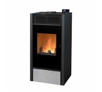 Poêle mixte bois et granulés Hybrid Bronpi 11 kW - Plusieurs versions disponibles Finition Avec Vision sérigraphiée Coloris Pierre