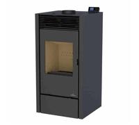 Poêle mixte bois et granulés Hybrid Bronpi 11 kW - Plusieurs versions disponibles Finition Sans Vision sérigraphiée Coloris Noir