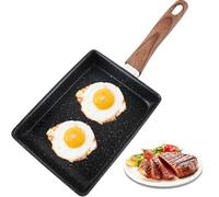 Poêle omelette japonaise, casserole carrée à œuf au plat, casserole omelette non bâton, poêle à oeuf avec poignée en bois pour crêpe, crêpe, œuf au plat