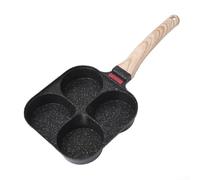 Poêle Petit-déjeuner 4 Compartiments Chauffe Rapide(Black four holes) | Revêtement pierre de Maifan, , libération pour facile des aliments, cuisson saine, durable