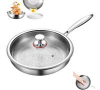 Poêle Pro Martelée En Titane Avec Couvercle,poêle Martelée En Titane Pro Avec Couvercle,titanium Pan,titanium Pans for Cooking Non Toxic,Ultra-Durable Scratch-Resistant Pans,for All Stovetops-28cm