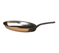 Poêle professionnelle ovale à poisson, queue inox standard soudée - Diamètre 360mm G