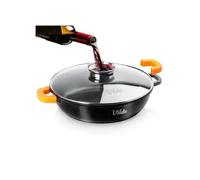 Poêle profonde en granit avec couvercle en verre - VILDE - 32 cm - 4 7 l - Fonte d'aluminium - Revêtement antiadhésif