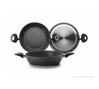 IBILI - Poêle Honda avec 2 poignées Natura, 32 cm, Aluminium, Antiadhésif style pierre, Compatible avec l’induction