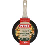 PYREX - Poêle Cook&Care aluminium recyclé - Tous feux - Revêtement antiadhésif sans PFAS - Résiste aux rayures - Compatible lave-vaisselle - Poignée effet bois (Ø22 cm)