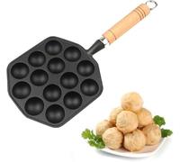 Poêle Takoyaki 14 Trous Antiadhésive en Fonte Poulpe Boulettes de Viande Fabricant de Moules Takoyaki Gril Poêle avec Poignée Amovible pour la Cuisson des Crêpes à la Maison