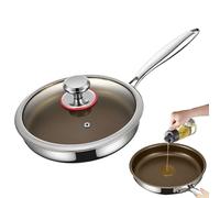 Poêle Titane Antiadhésif - Chef Skillet, Grande Casserole Omelette Couvercle, Manche Résistant Chaleur Four Sûr, Grille Cuisinière Induction Électrique, Viande Restaurant Cuisine Maison | pour