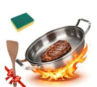 PoêLe Titane Martelé, PoêLe En Titane Non RevêTue Haut De Gamme Pour La Cuisine, Compatible Avec L'Induction Et Tous Types De Plaques De Cuisson (Casserole à deux anses sans couvercle, 30cm)