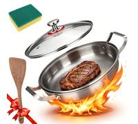 PoêLe Titane Martelé, PoêLe En Titane Non RevêTue Haut De Gamme Pour La Cuisine, Compatible Avec L'Induction Et Tous Types De Plaques De Cuisson (Casserole à deux anses avec couvercle, 28cm)