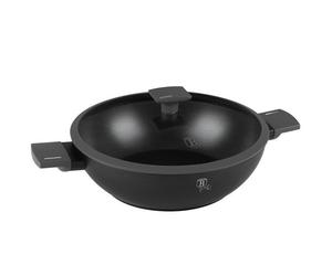 Poêle WOK - BERLINGHAUS - BH-8125 - 30 cm - Titane antiadhésif - Couvercle en verre trempé