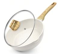 Poêle wok GiPP 24 cm avec couvercle, poêle antiadhésive avec couvercle bord haut 24 cm, poêle à revêtement antiadhésif en granit avec couvercle, sans PFOS/PFOA, pour tous types de cuisinières Aluminiu