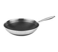 Poêle Wok Inox Premium avec Intérieur Antiadhésif en Nid d'Abeille 32cm Cheffinger Argent Argent G