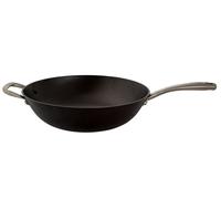 Poêle Wok Poêle à frire Poêle à braiser, fonte, noir, Ø 34 cm, rond, hauteur : 9.5 cm