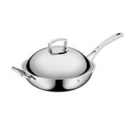 Poêle wok WMF Multiply 32 cm, wok induction non revêtu, couvercle en métal avec extracteur de vapeur, matériau multicouche, acier inoxydable Cromargan, noyau en aluminium