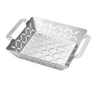 Poêles à barbecue pour l'extérieur en acier inoxydable robuste avec poignée | Poêle à griller en acier inoxydable parfaite pour barbecue électrique, barbecue, jardin, pique-nique, viande et saucisses