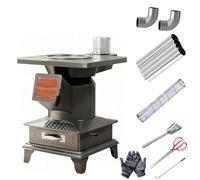 Poêles a Bois D'intérieur en Acier Laminé a Froid, Petit Poele a Bois, Comprend Une Cheminée et Des Accessoires, pour Tente, Villa, Abri, Chauffage, Cuisine Quotidienne(47 * 47 * 52cm/18 * 18 * 21in)