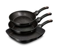 BerlingerHaus Ensemble 2 poêles + grill – Aluminium antiadhésif induction 20/24/28cm – Black Rose