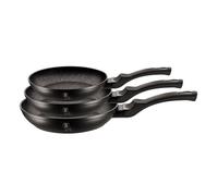 Poêles à frire - Black Silver - Ensemble de 3 - Aluminium forgé - Revêtement en marbre - Anti-adhésif