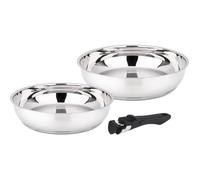 Lot de 2 poêles inox 24 et 28 cm + poignée Baumalu 341960 inox