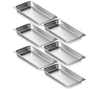 Poêles d'hôtel Bacs gastronormes Lot de 6 - Acier inoxydable 530x328x67mm - 9,25L - Equipement de cuisine professionnel pour la restauration