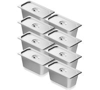 Poêles d'hôtel en acier inoxydable Récipients Gastronorm 1/3 - 8 pièces - 328x178x148mm - Equipement de cuisine professionnel - Idéal pour la restauration