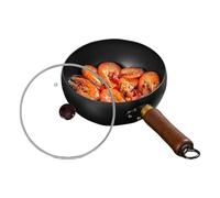 Poêles en fer pour la cuisine | Poêle de cuisine antiadhésive avec couvercle | Batterie de cuisine professionnelle non revêtue pour œufs, steak, poulet, crevettes, poissons, cuisine en plein air