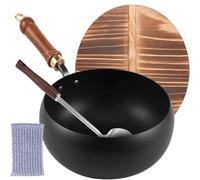 Poêles en fonte non revêtue, forgées à la main, poêles en fer pour la cuisine à haute chaleur et une utilisation quotidienne, noir, 24 cm