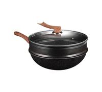 Poêles mélangeuses antiadhésives - 30,5 cm, pour camping, couvercle de poêle profond, cuiseur vapeur woks pour cuire des crêpes, de la vapeur, de la vapeur, du mijotage, de la cuisson du poisson, de