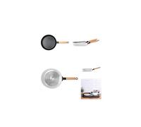 Set de 2 poêles BLANCHES poignées bois HAUTE QUALITE - MEP134W