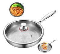 Poêles Multifonctions en Titane, Compatibles avec Les Plaques À Induction Et À Gaz. Diamètre : 25,4 Cm, 28,9 Cm, 30,5 Cm, Manche en Acier Inoxydable, Revêtement Antiadhésif, pour la Cuisson des Œufs