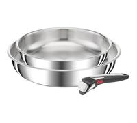 Tefal Ingenio Preference On Lot de 2 Poêles 24/28 cm + poignée amovible, Induction, Acier inoxydable, Empilable, Compatible lave-vaisselle, Fabriqué en France L9759002