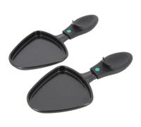 Gtapiece Appareil à raclette Poêlon triangulaire en acier inoxydable noir, jeu de 2, style triangulaire noir, largeur 9.5 cm, longueur totale 20 cm