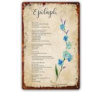 Poème épitaphe, art mural vintage, plaque en métal, affiches poétiques pour la décoration de la chambre, tableaux décoratifs pour la chambre à coucher, décoration pour café, bar, pub, 20 x 30 cm