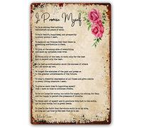 Poème « Je me le promets » - Décoration murale en métal - Affiche et impression poétique pour chambre à coucher - Format vertical - 20 x 30 cm (8 x 12 pouces) - Idée cadeau - Décoration murale