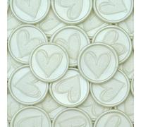 Poemluve 50 Pièces Cachet de Cire Adhésif Coeur Sceau Autocollant Prêt à Poser pour Invitations de Marriage, Cadeaux, Enveloppes, Lettres, Project de Scrapbooking (Blanc Nacré)