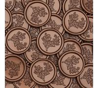 Poemluve Cachet de Cire Adhésif 50 Pièces Rouge Cuivré Sceau de Cire Autocollant Botanique 30mm pour Invitations de Marriage, Cartes de Voeux, Enveloppes, Emballage de Cadeaux (Rouge Cuivré)