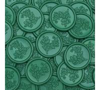 Poemluve Cachet de Cire Adhésif 50 Pièces Vert Sceau de Cire Autocollant Botanique 30mm pour Invitations de Marriage, Cartes de Voeux, Enveloppes, Emballage de Cadeaux (Vert)