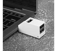 POENVFPO 3 in 1 USB2.0 Splitter Hub Anti-Flower Texture Extender, Black ABS Perg-in Direct for Easy Carringing (Blanc 2.0)