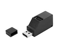 POENVFPO 3 in 1 USB2.0 Splitter Hub Anti-Flower Texture Extender, Black ABS Perg-in Direct for Easy Carringing (Noir 2.0)